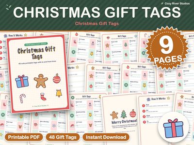 Christmas Gift Tags Printable: 48 Cute Holiday Tags