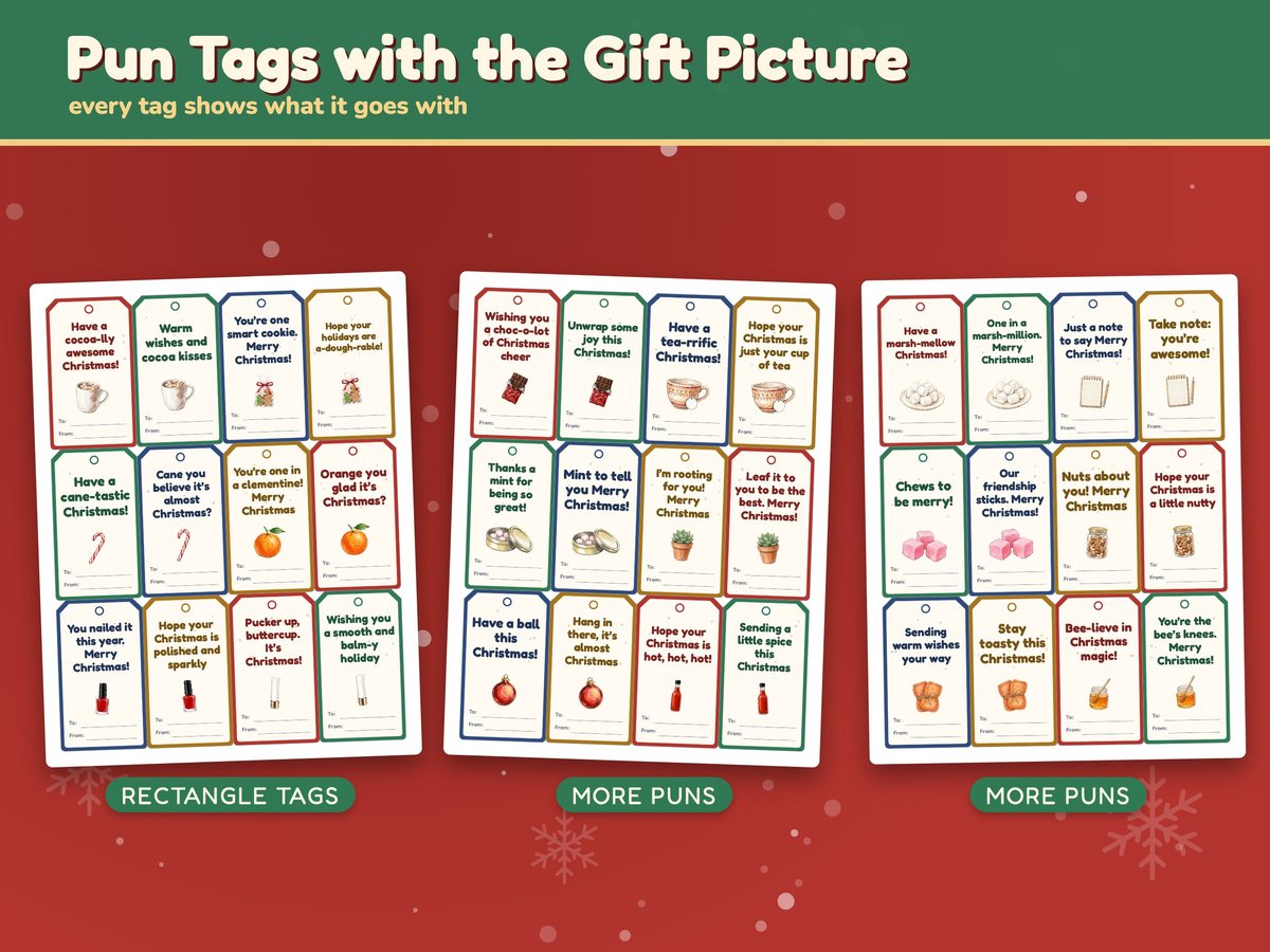 Christmas Pun Gift Tags: 72 Funny Tags for Small Gifts, image 3