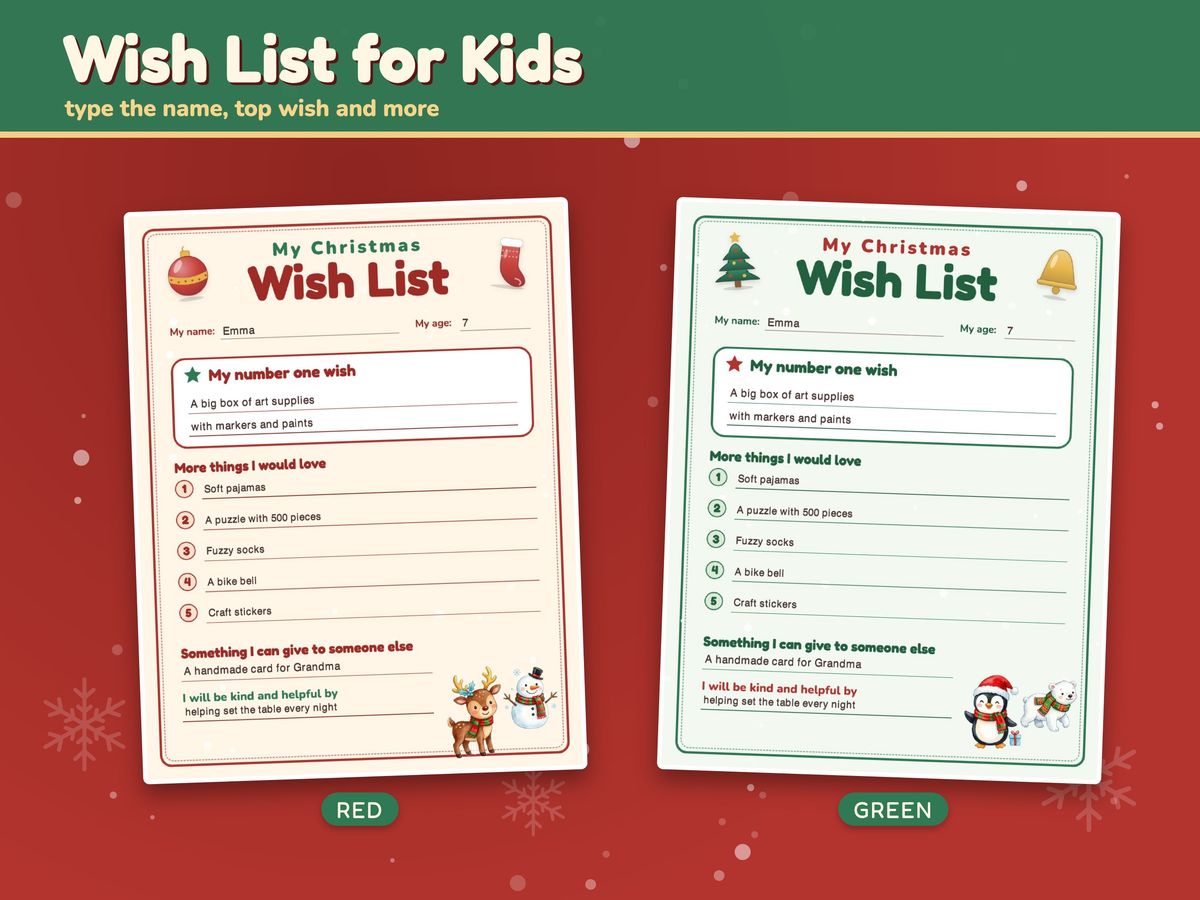 Christmas Wish List Printable: Kids, Adults and Family Gift Planner, image 2