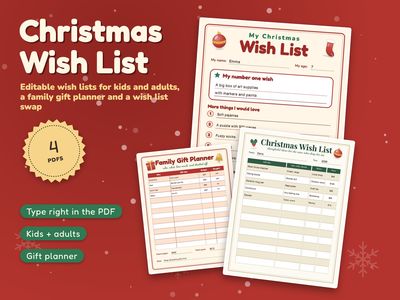Christmas Wish List Printable: Kids, Adults and Family Gift Planner