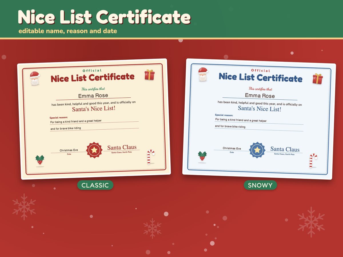 Letter from Santa and Nice List Certificate Set, image 3