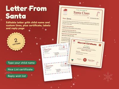 Letter from Santa and Nice List Certificate Set