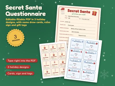 Secret Santa Questionnaire and Gift Exchange Set